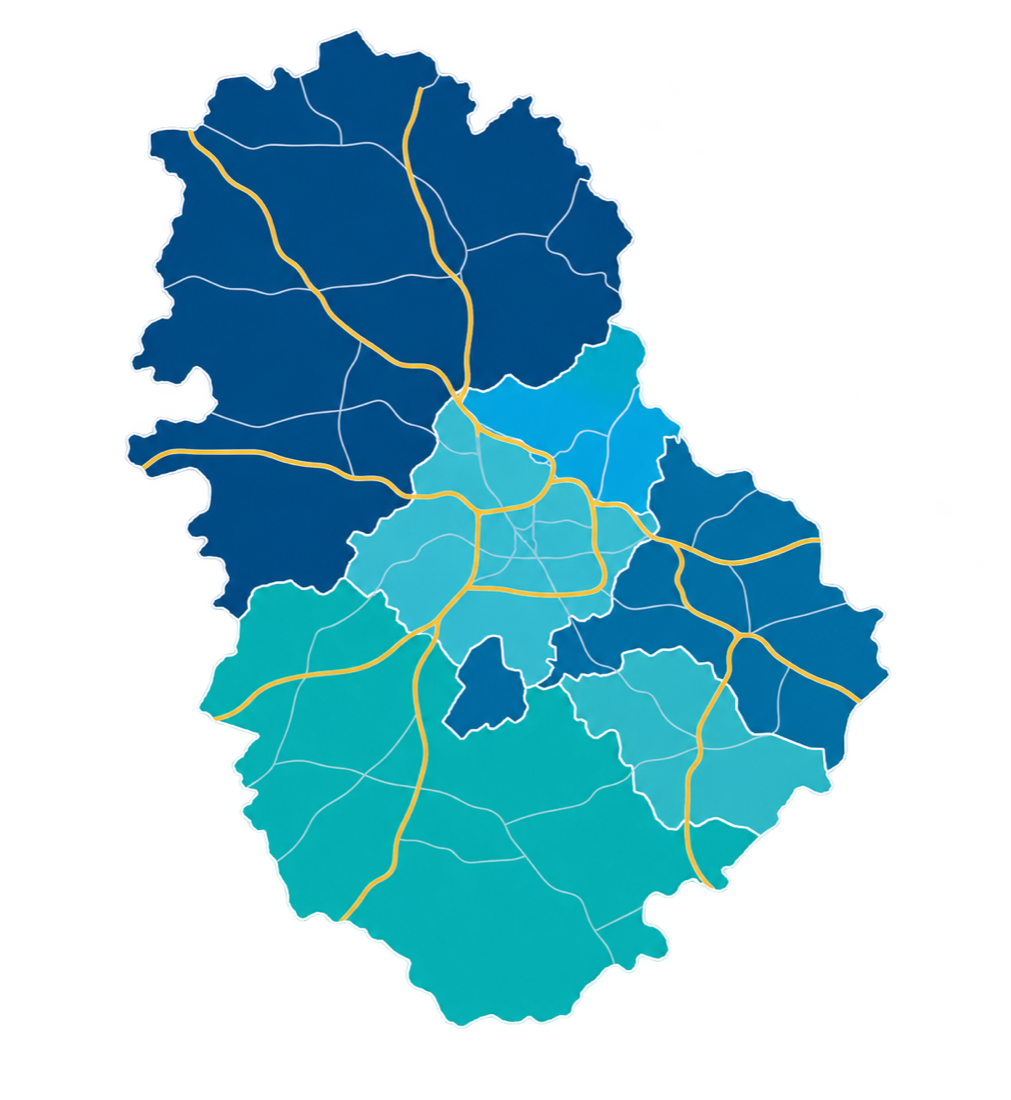 Mapa ilustrado de cobertura en Guadalajara y Zona Metropolitana